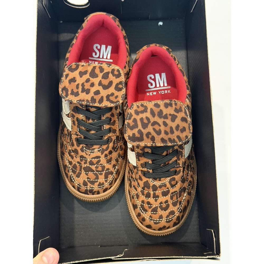 SM New York Jcaitlyn Kids Size 3Leopard Animal Print Low Top Lace Up Sneaker